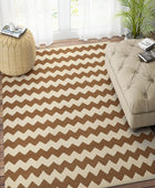 BROWN IVORY CHEVRON HAND WOVEN DHURRIE