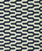 BLUE IVORY GEOMETRIC HAND WOVEN DHURRIE