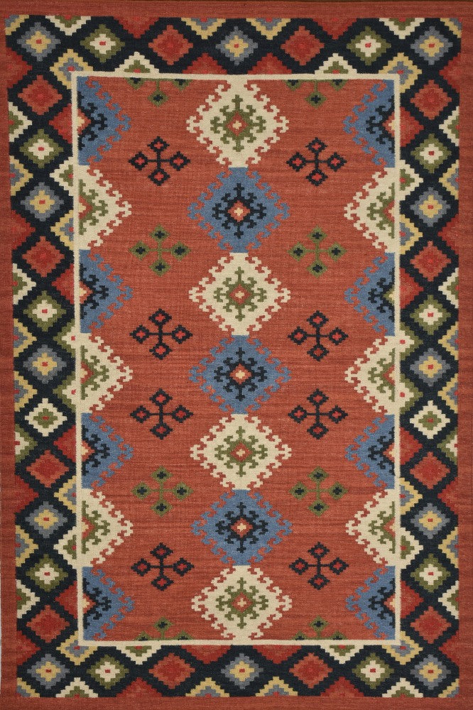 MULTICOLOR RUST KILIM HAND WOVEN DHURRIE