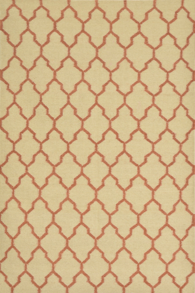 RUST AND BEIGE MOROCCAN HAND WOVEN DHURRIE