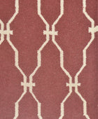 MAROON AND IVORY MOROCCAN HAND WOVEN DHURRIE