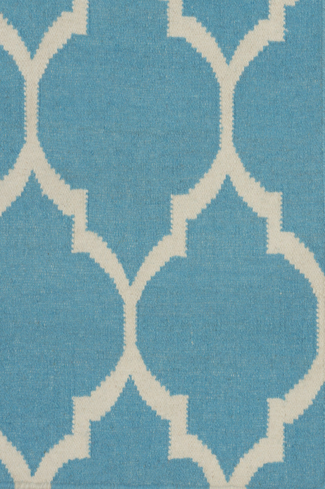 BLUE IVORY MOROCCAN HAND WOVEN DHURRIE