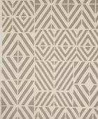 GREY AND IVORY PATCHWORK HAND WOVEN DHURRIE