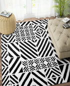 BLACK AND WHITE PATCHWORK HAND WOVEN KILIM DHURRIE