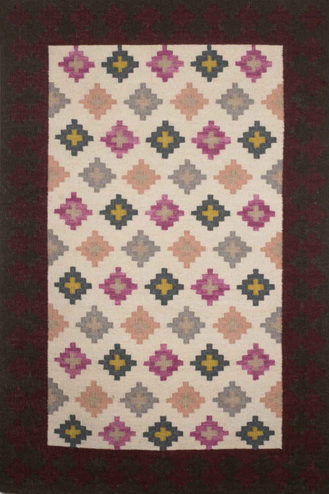 MULTICOLOR AZTEC HAND WOVEN KILIM DHURRIE