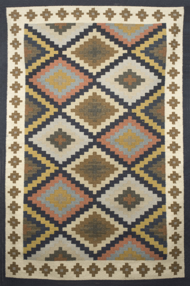 MULTICOLOR AZTEC HAND WOVEN KILIM DHURRIE