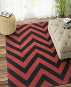 RED BLACK CHEVRON HAND WOVEN DHURRIE