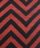 RED BLACK CHEVRON HAND WOVEN DHURRIE