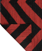 RED BLACK CHEVRON HAND WOVEN DHURRIE