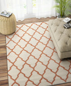 IVORY RUST TRELLIS HAND WOVEN KILIM DHURRIE