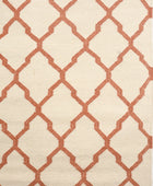 IVORY RUST TRELLIS HAND WOVEN KILIM DHURRIE