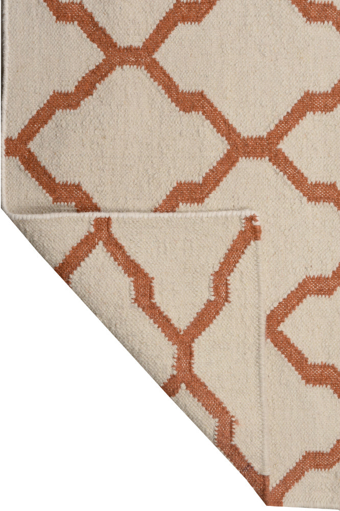 IVORY RUST TRELLIS HAND WOVEN KILIM DHURRIE