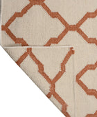 IVORY RUST TRELLIS HAND WOVEN KILIM DHURRIE