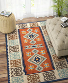 MULTICOLOR AZTEC HAND WOVEN KILIM DHURRIE