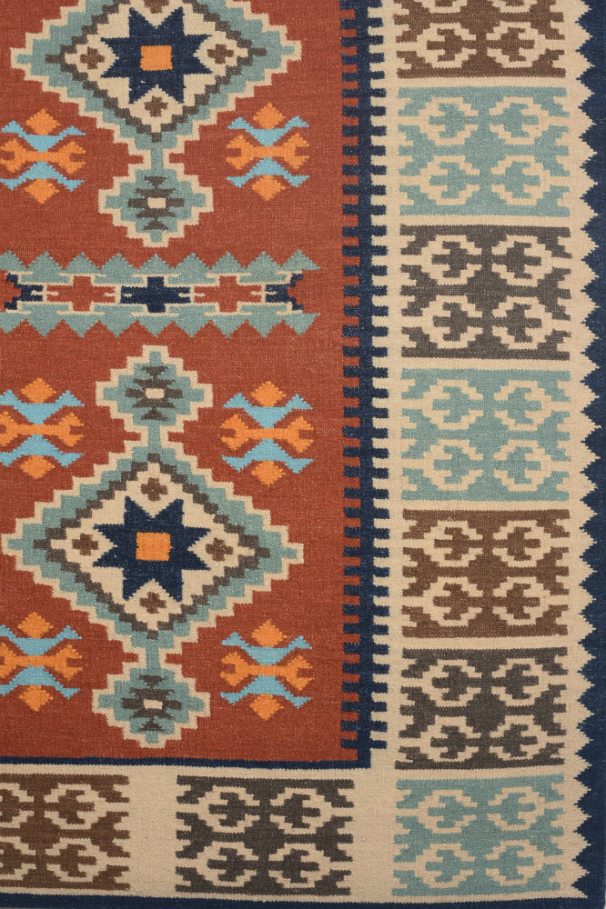 MULTICOLOR AZTEC HAND WOVEN KILIM DHURRIE