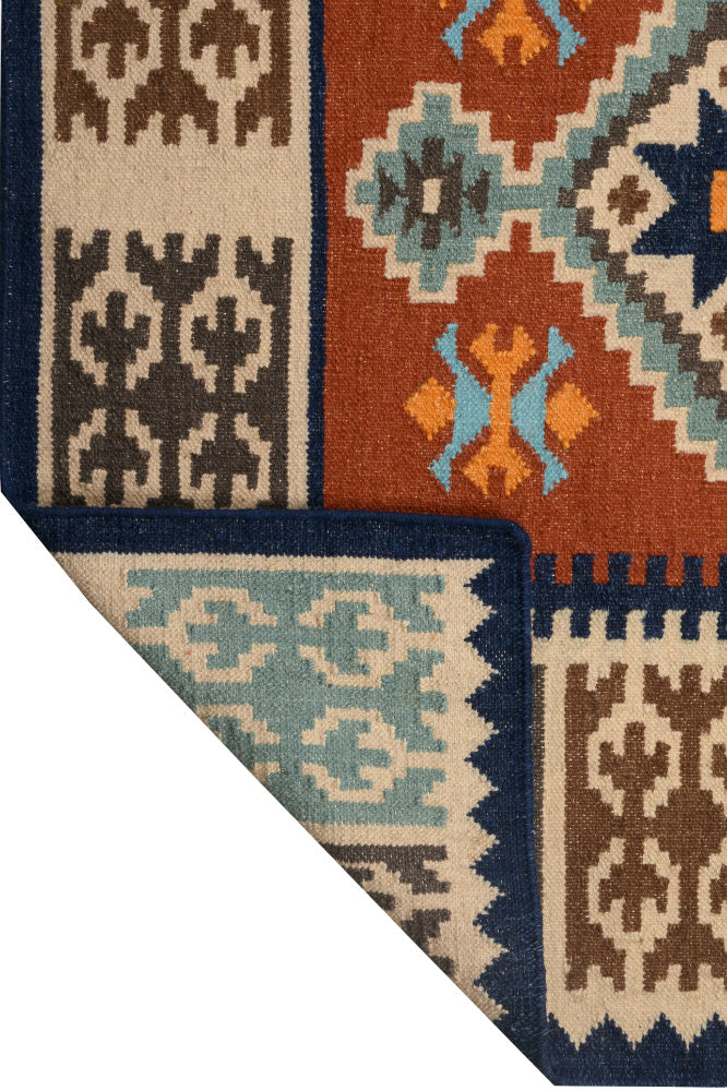 MULTICOLOR AZTEC HAND WOVEN KILIM DHURRIE