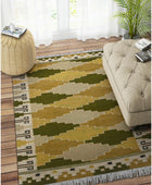 MULTICOLOR AZTEC HAND WOVEN KILIM DHURRIE