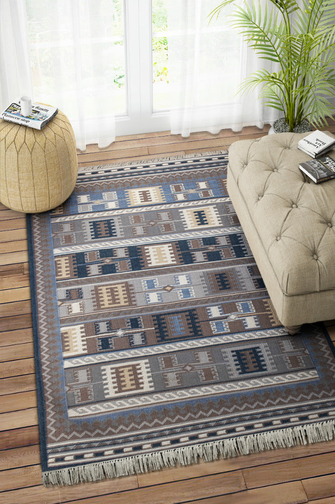 GREY KILIM HAND WOVEN DHURRIE