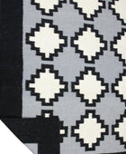 GREY AND BLACK AZTEC HAND WOVEN KILIM DHURRIE