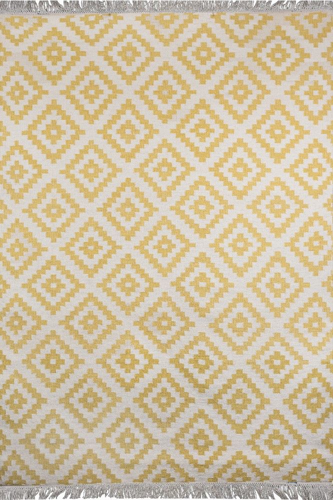 YELLOW IVORY PIXEL KILIM HAND WOVEN DHURRIE