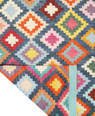 MULTICOLOR BLUE KILIM HAND WOVEN DHURRIE