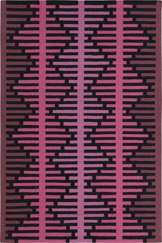 PINK BLACK AZTEC HAND WOVEN KILIM DHURRIE