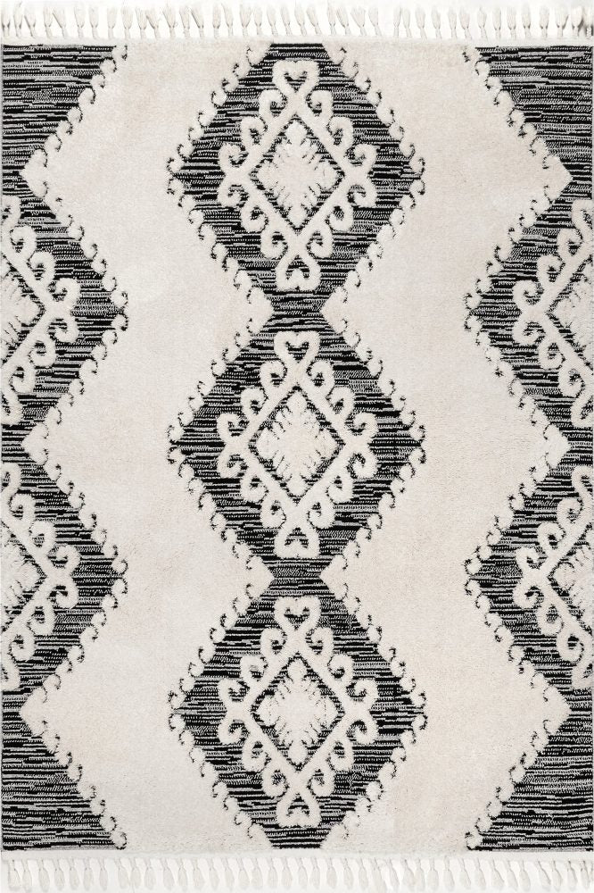 IVORY AND BLACK KILIM HAND WOVEN DHURRIE