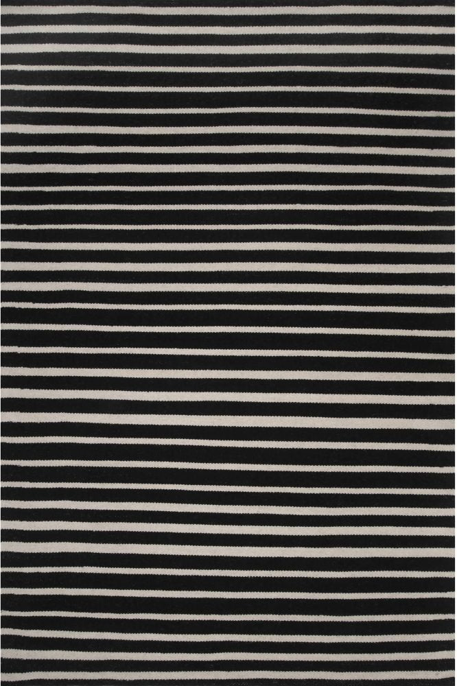 BLACK AND IVORY STRIPES HAND WOVEN DHURRIE