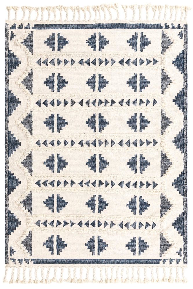 IVORY AND BLACK KILIM HAND WOVEN DHURRIE