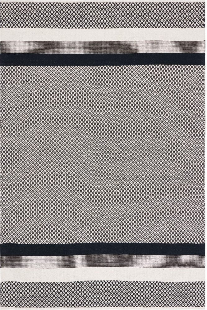 IVORY AND BLACK KILIM HAND WOVEN DHURRIE