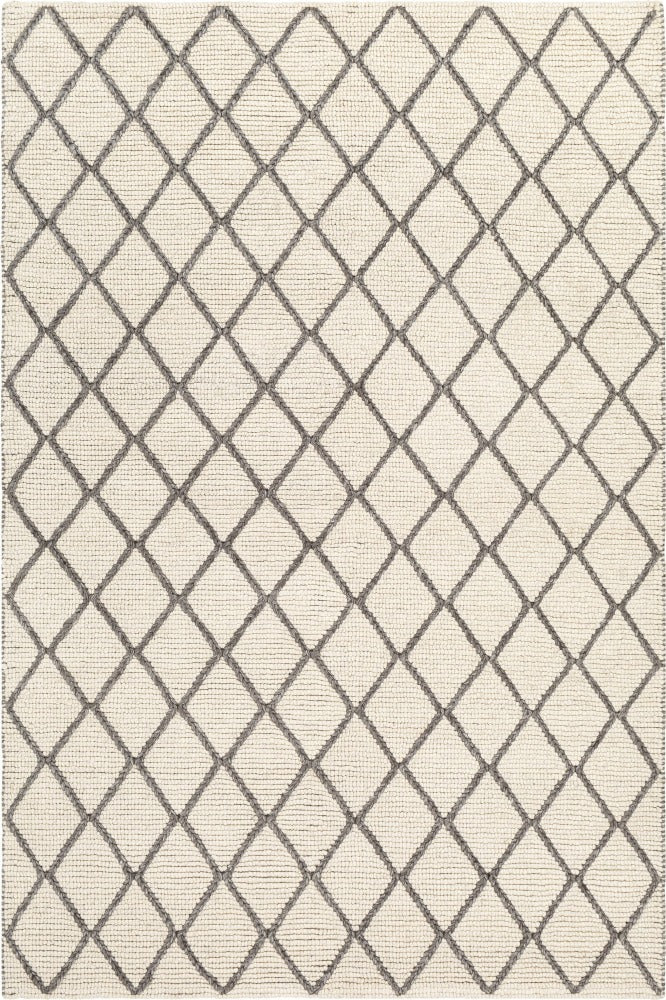 IVORY GREY GEOMETRIC HAND KNOTTED CARPET