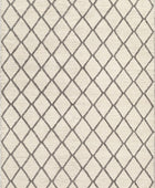 IVORY GREY GEOMETRIC HAND KNOTTED CARPET