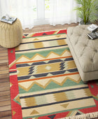 RED CLASSICA MULTICOLOR HAND WOVEN KILIM DHURRIE