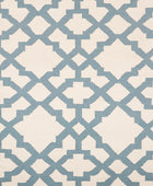 IVORY BLUE GEOMETRIC HAND WOVEN DHURRIE