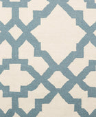 IVORY BLUE GEOMETRIC HAND WOVEN DHURRIE