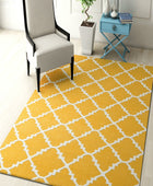 YELLOW AND IVORY MOROCCAN HAND WOVEN DHURRIE