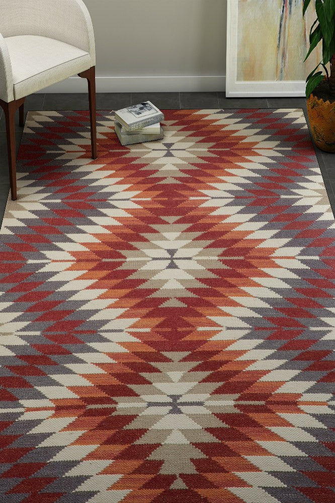 MULTICOLOR AZTEC HAND WOVEN KILIM DHURRIE