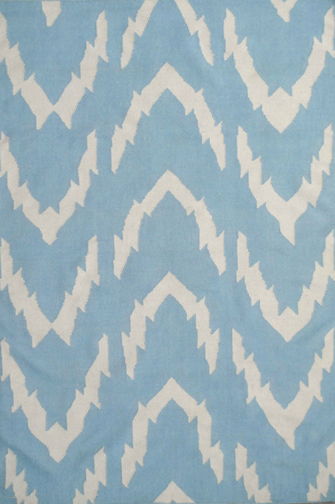 BLUE ZIG ZAG HAND WOVEN DHURRIE