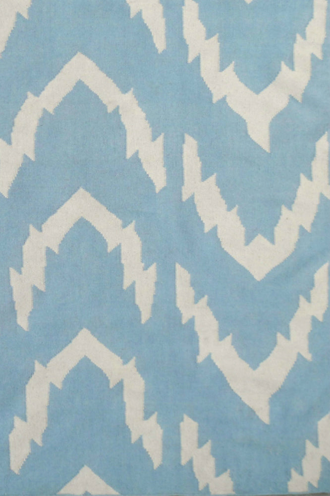 BLUE ZIG ZAG HAND WOVEN DHURRIE