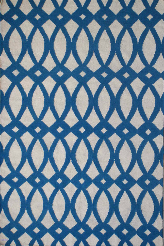 BLUE TRELLIS HAND WOVEN DHURRIE