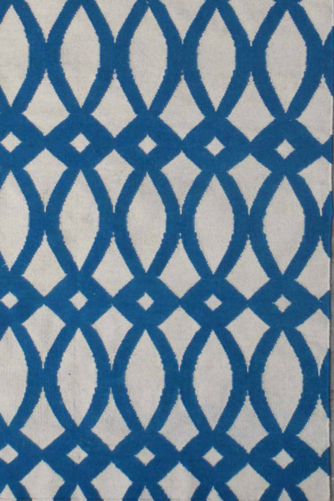 BLUE TRELLIS HAND WOVEN DHURRIE