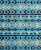 BLUE AZTEC HAND WOVEN KILIM DHURRIE