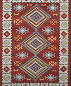 RED AZTEC HAND WOVEN KILIM DHURRIE