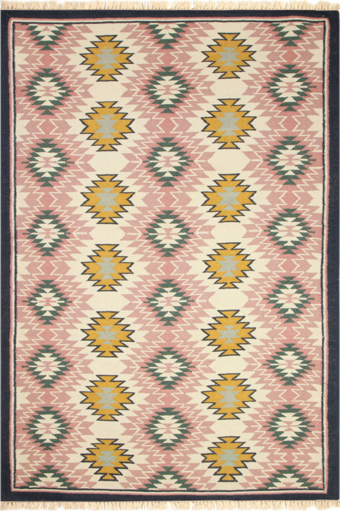 PINK MULTICOLOR KILIM HAND WOVEN DHURRIE