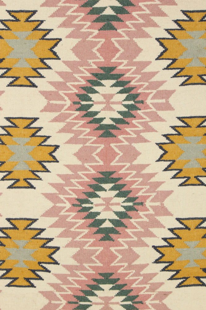 PINK MULTICOLOR KILIM HAND WOVEN DHURRIE