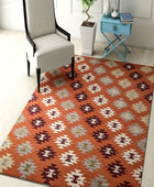 ORANGE AZTEC HAND WOVEN KILIM DHURRIE