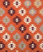 ORANGE AZTEC HAND WOVEN KILIM DHURRIE