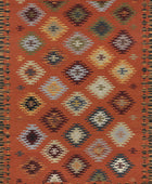 ORANGE AZTEC HAND WOVEN KILIM DHURRIE