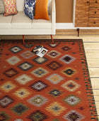 ORANGE AZTEC HAND WOVEN KILIM DHURRIE