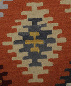 ORANGE AZTEC HAND WOVEN KILIM DHURRIE